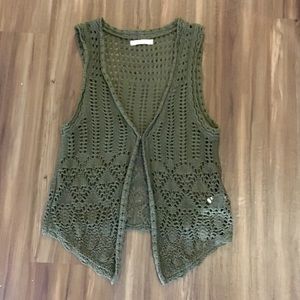 Old Navy Jackets & Coats - NWOT- beautiful olive green crocheted vest Old Navy Jackets & Coats - NWOT- beautiful olive green crocheted vest